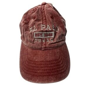 El Paso Texas Est 1948 Embroidered Washed Red Baseball Cap‎ Hat Women ESY
